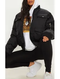Black Oversized Bomber - 3