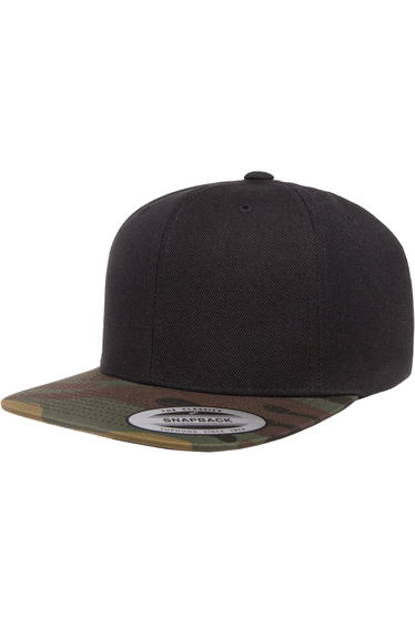 Flexfit Unisex Two Tone Classic Camo Snapback Cap - Black/Green Camo