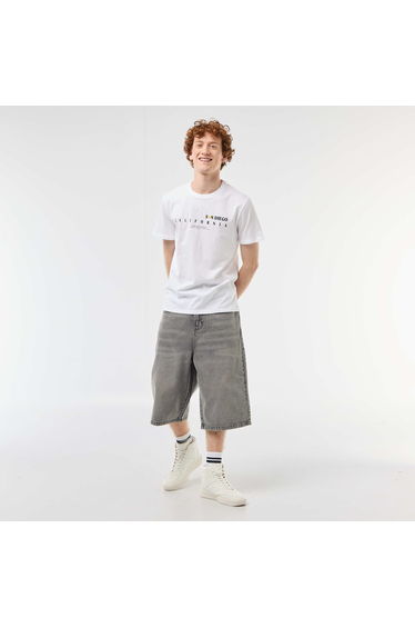 Printed Cotton Crew Neck T-Shirt WHITE