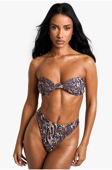 Swimwear Essentials Leopard Print Thong - brown