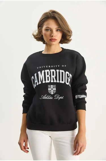 LUCCI Printed Ribbed Crew Neck Sweatshirt