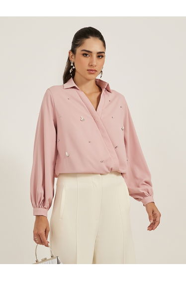 Embellished Regular Fit Wrap Top