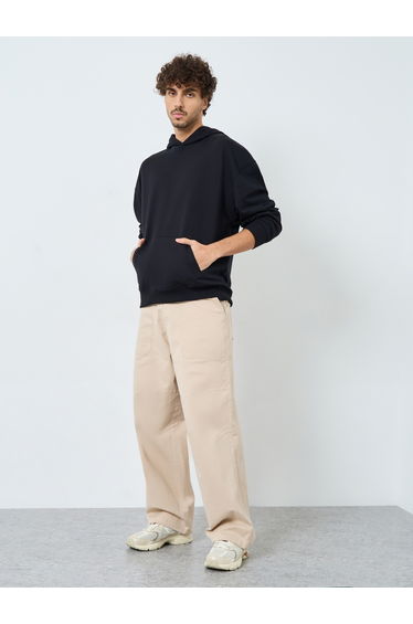Men Back Print Terry Oversized Hoodie