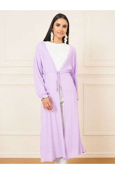 Dobby Front Tie Up Midi Length Kimono