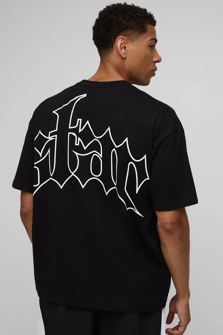 Black Oversized Star Printed T-Shirt - black - 1