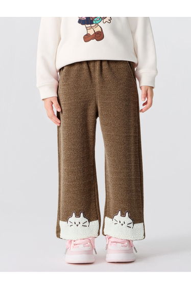 Girls' Fleece Pants with Cat Patch Hem