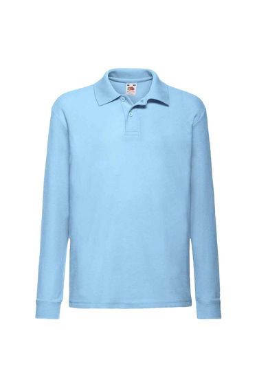 Fruit Of The Loom Childrens/Kids Long Sleeve Pique Polo Shirt - Sky Blue