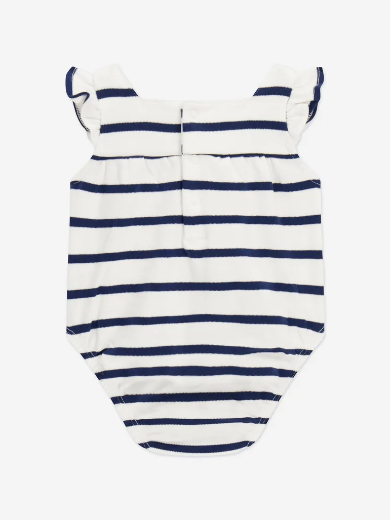 Guess Baby Girls Striped Logo Romper in Navy - 1