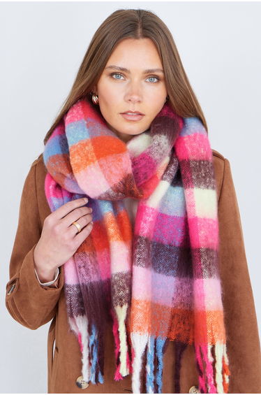 Yumi Colour Block Super Fluffy Scarf