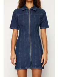 Trendyol Blue Column Mini Shift Dress - 3