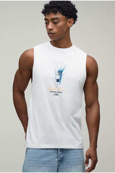 White Regular Lake Como Print Tank - white