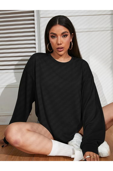 Women Black Long Sleeve Sweatshirt