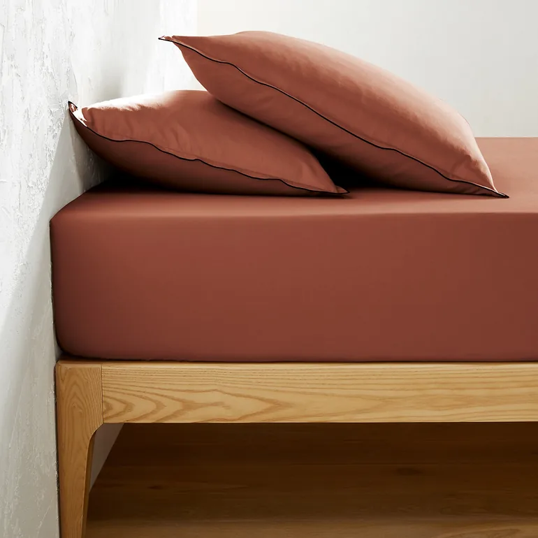 Victor Plain 100% Washed Cotton Satin 300 Thread Count Fitted Sheet - 1