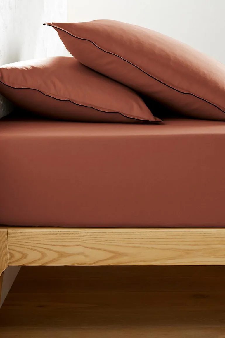 Victor Plain 100% Washed Cotton Satin 300 Thread Count Fitted Sheet