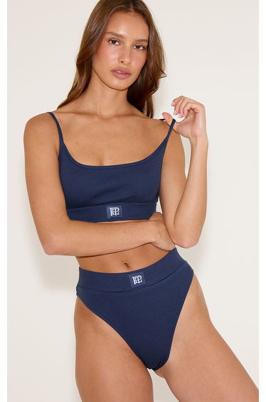 PrettyLittleThing Navy Sleep Tonal Elastic High Waist Knicker