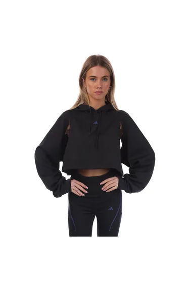 Women's adidas HIIT Aeroready Crop Training Hoody in Black