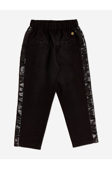 Girls Crystal Tape Slim Trousers in Black