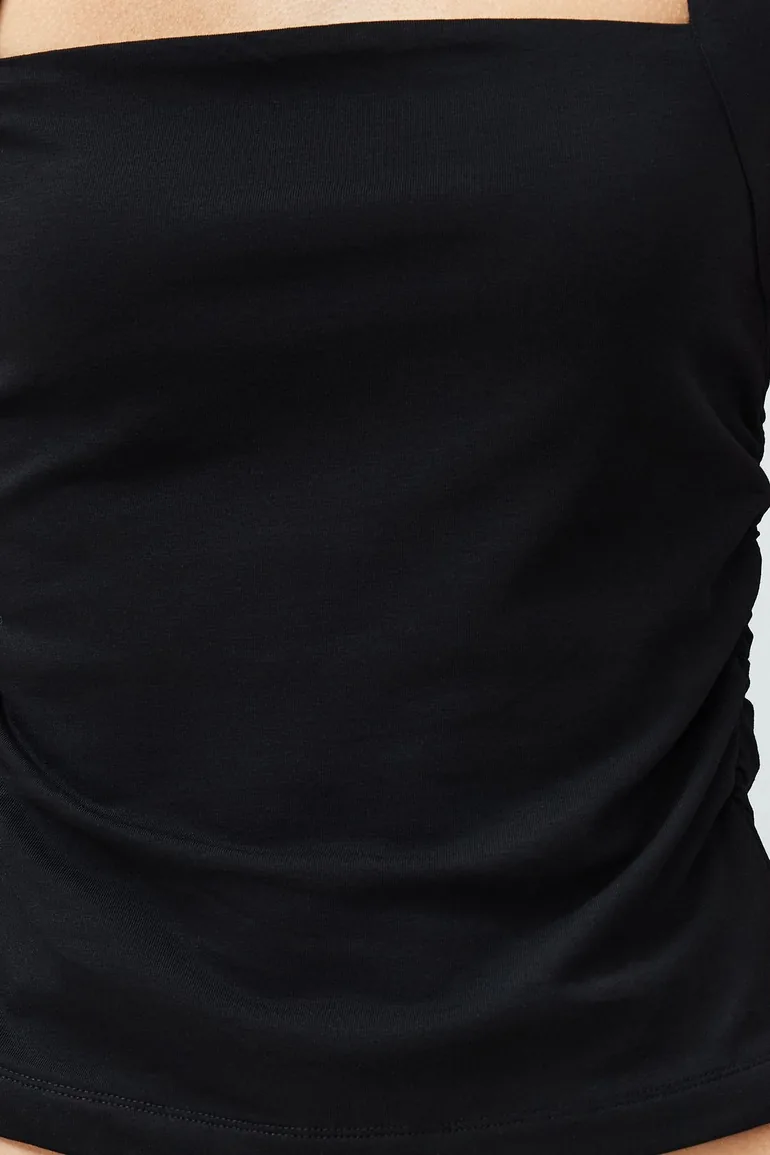 تانك توب بحمالات عريضة أسود بياقة مربع - 5