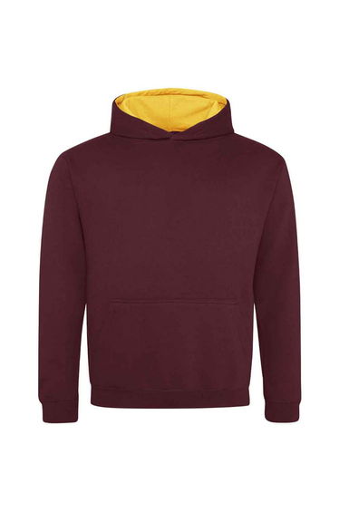 Awdis Childrens/Kids Varsity Hoodie - Burgundy/Gold
