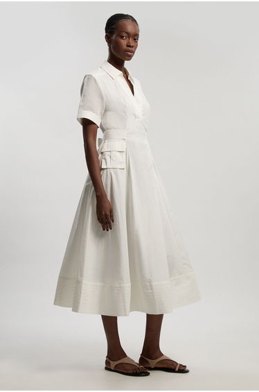 Petite Utility Organdie Cotton Mix Woven Maxi Dress