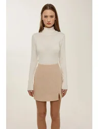 Solid Mini Slit Skirt - 2