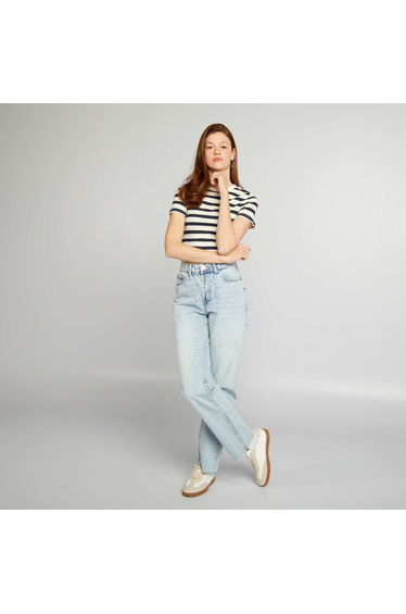 Breton cropped T-shirt BEIGE