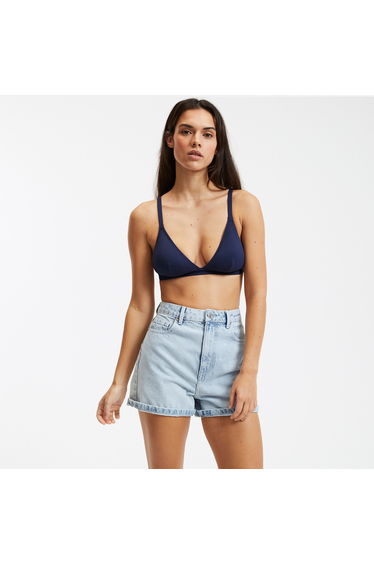 Textured Triangle Swimming Costume Top