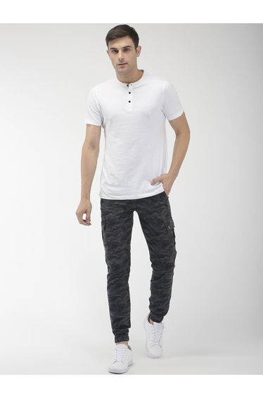 Men Grey Slim Fit Camouflage Cargo
