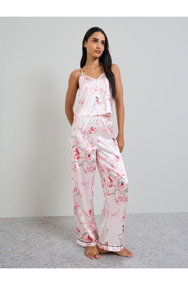 Light Pink Floral Print Cami and Pyjama Set