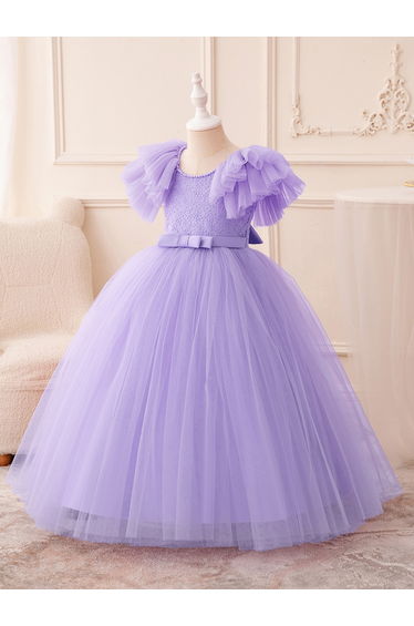 Faux Pearl Decor Bow Detail Party Dress