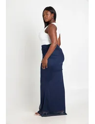Plus Mesh Drape Maxi Skirt - navy - 1