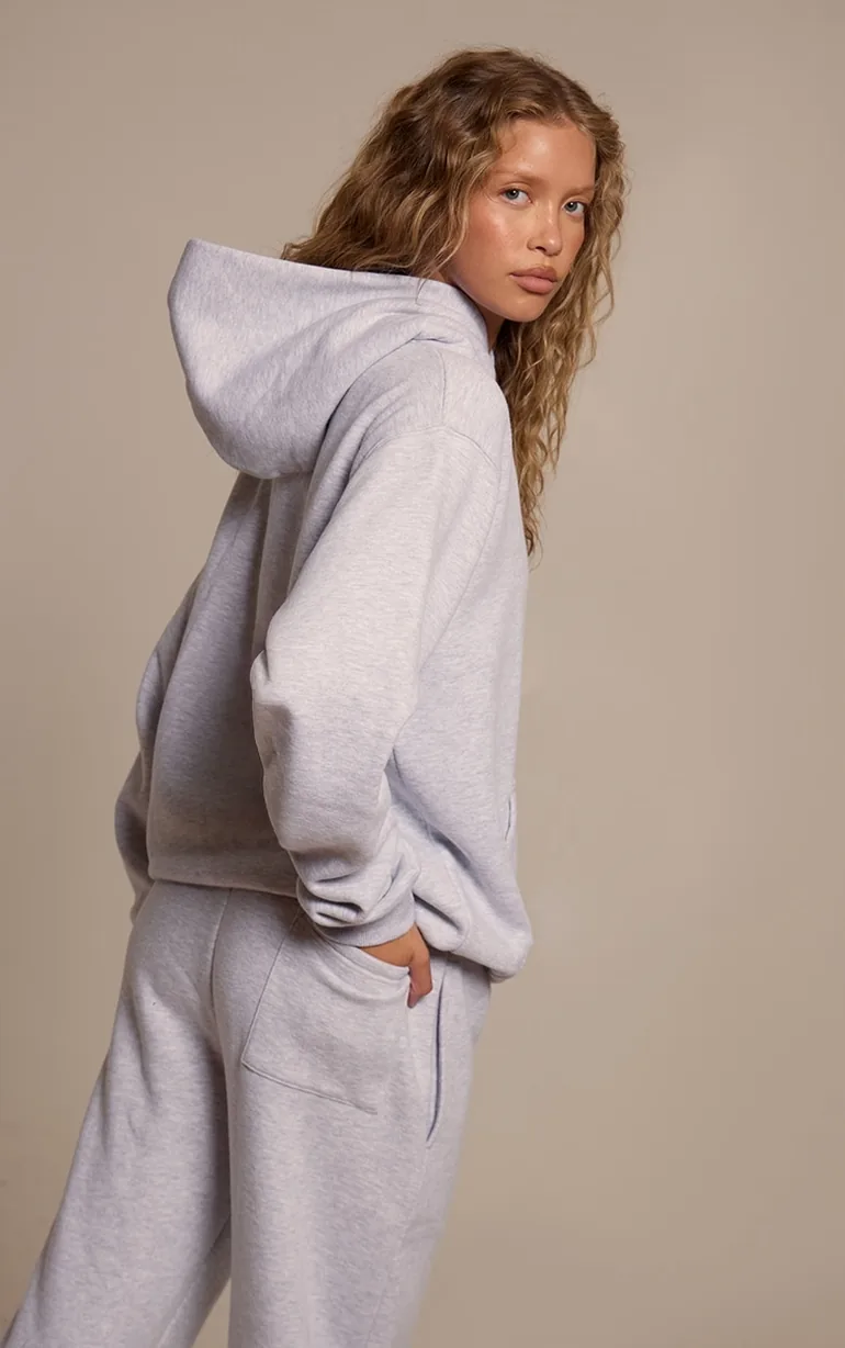 Ash Grey Cotton Fleece Pullover Hoodie - 1