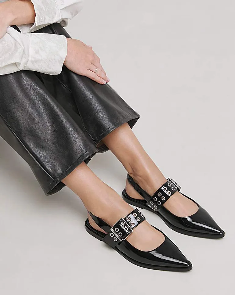 Hardware Mary Jane Slingback Shoe ExWide