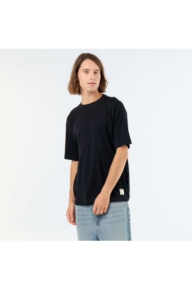 Men's Plain Short-Sleeved Crew Neck T-Shirt BLACK