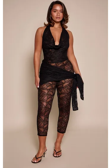 Shape Black Capri Lace Jumpsuit