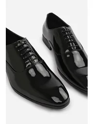 NICK OXFORD LACE UP WORK DRESS SHOES IN BLACK PATENT - 5