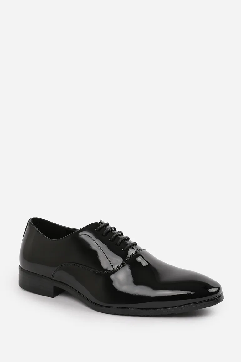 NICK OXFORD LACE UP WORK DRESS SHOES IN BLACK PATENT - 6