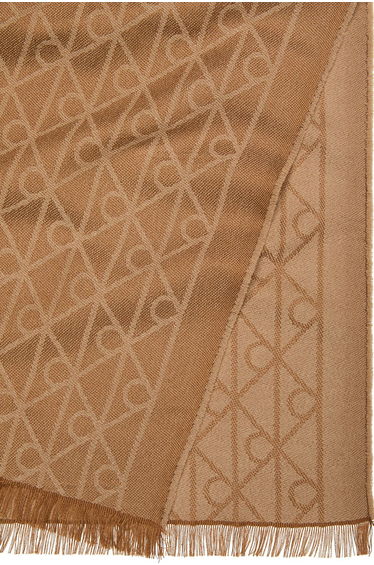 Emblem Aop Tonal Wool Lw Scarf Bronze Gold Aop