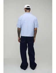 Tall Oversized Boxy Micro Check Collared Shirt - 1