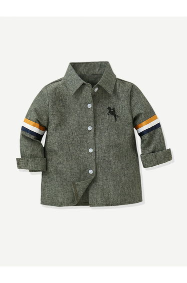 Boys Strip Button Up Long Sleeve Shirt