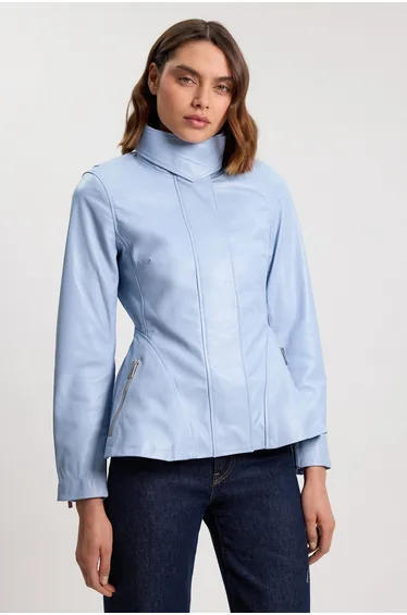 Leather Zip Up Peplum Jacket