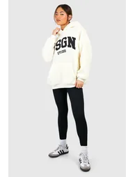Dsgn Studio Applique Borg Oversized Hoodie - cream - 2