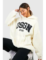 Dsgn Studio Applique Borg Oversized Hoodie - cream