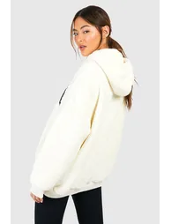 Dsgn Studio Applique Borg Oversized Hoodie - cream - 1