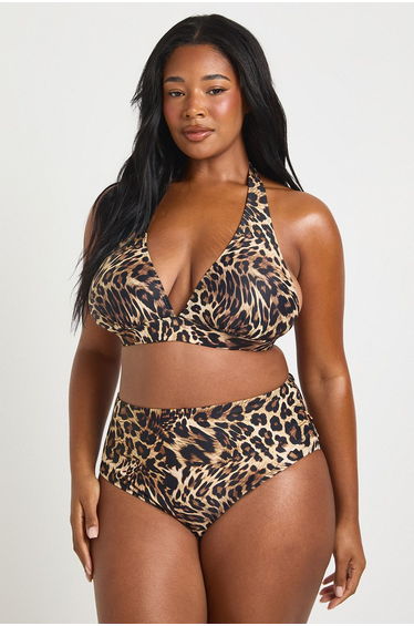 Plus Essentials High Waist Brief - leopard