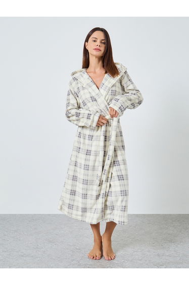Checked Fleece Hooded Robe