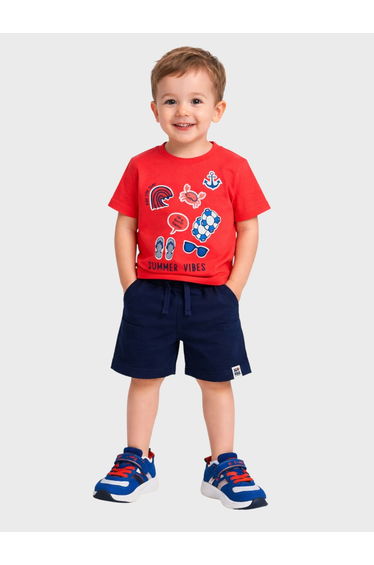 Baby Boys Printed Round Neck T-Shirt and Shorts Set