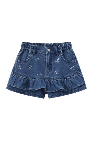 Girls' Denim Skirt with Ruffle Detail