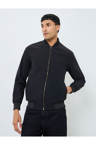 Men Oversized Fit Solid Bomber Jacket