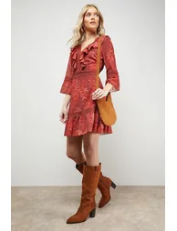 Kresta Suede High Block Heel Knee Boots - 1